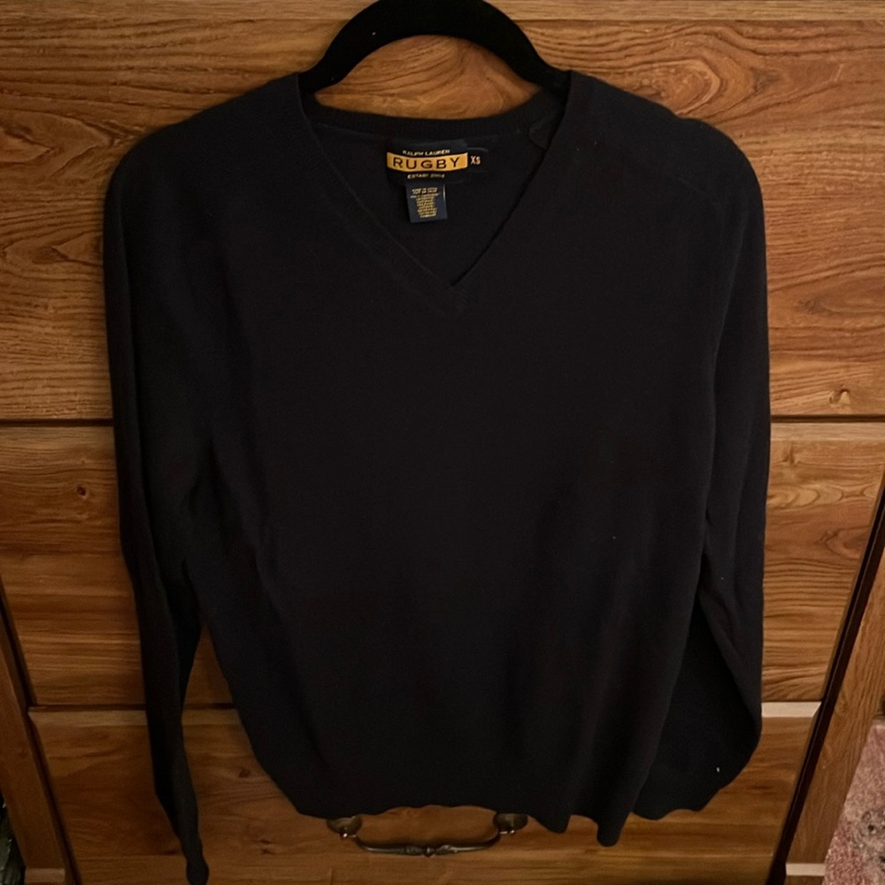 Ralph Lauren Rugby 100% Cashmere Navy V-Neck Sweater